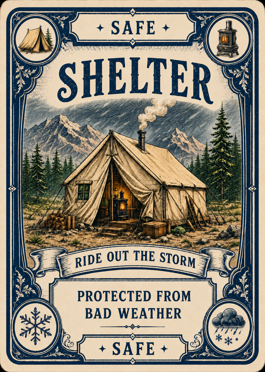 Shelter safe card, similar to a Mille Bornes safety