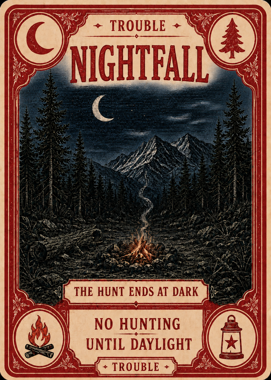 Nightfall trouble card, similar to a Mille Bornes hazard