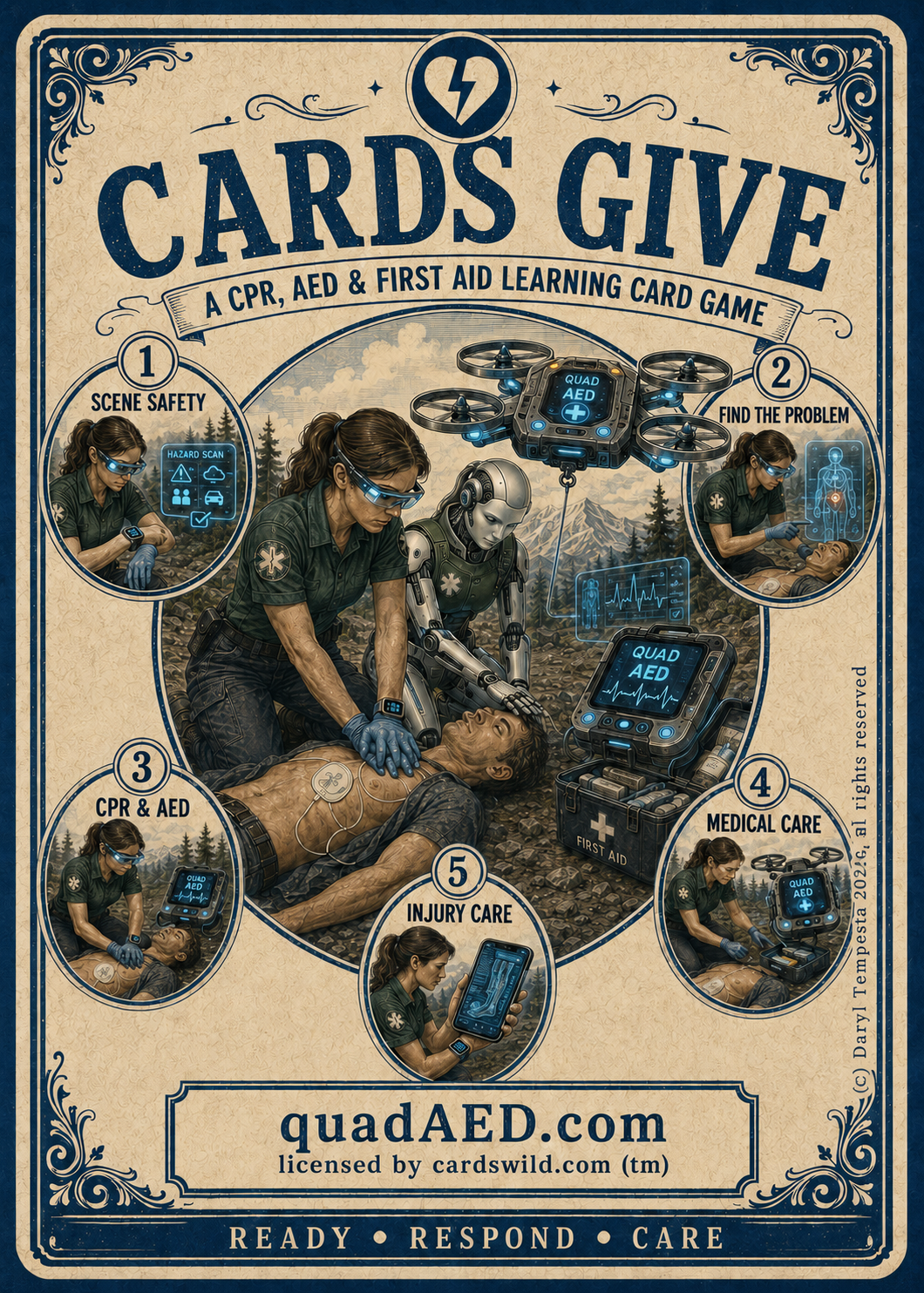 quadAED card game cover